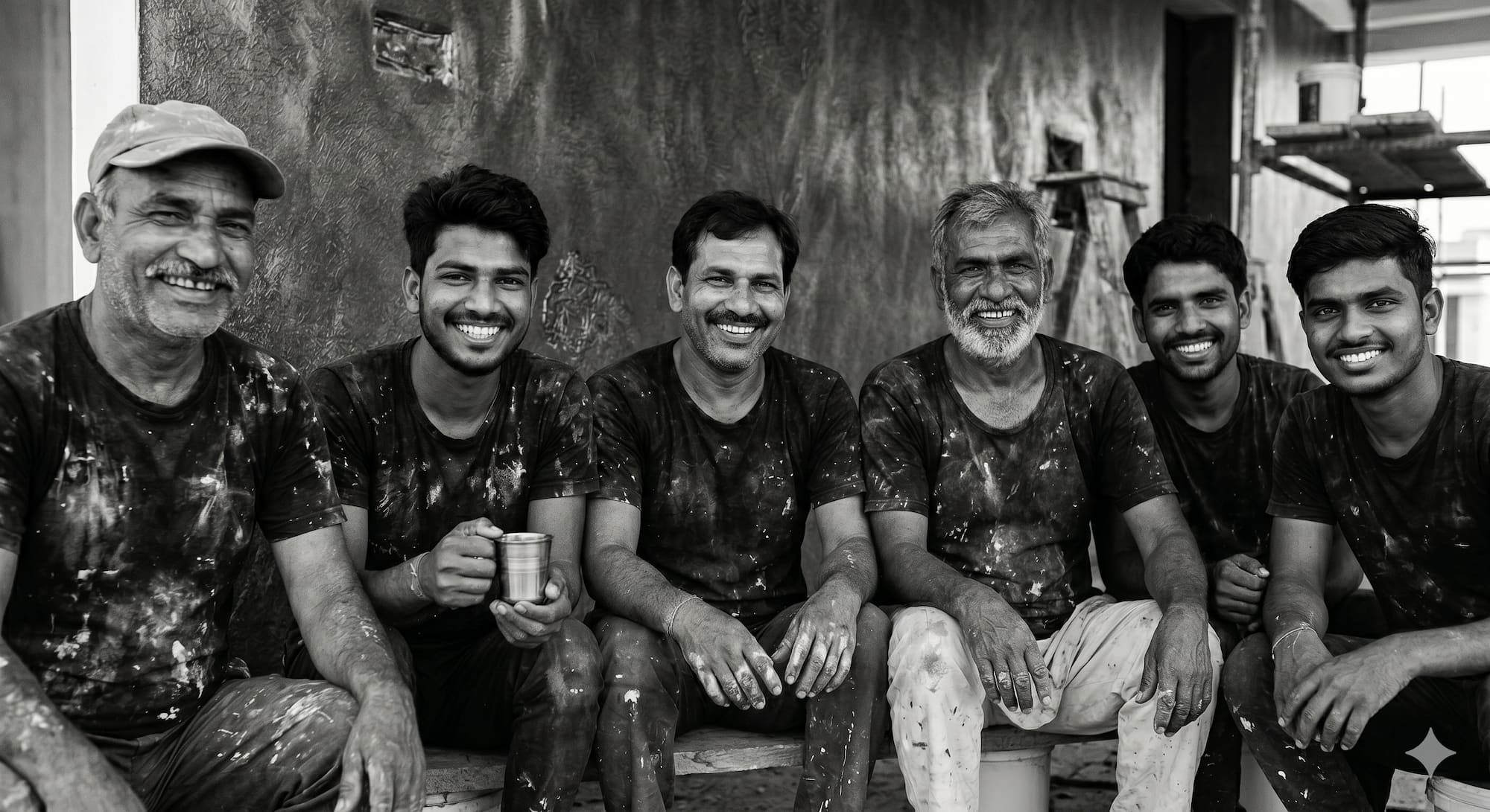 ColourCoats artists — handpicked and trained in our own studios, gathered at a project site